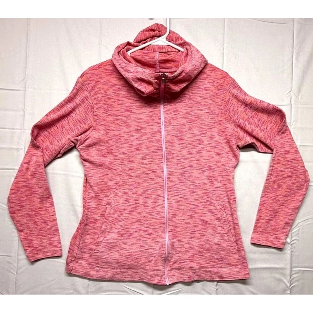 Columbia Hoodie Womens Large Pink Red Space Dye Cotton High Neck Athleisure